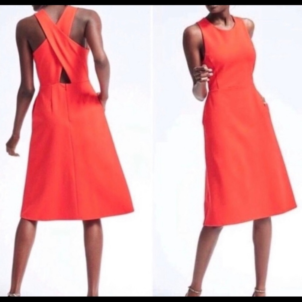 J crew cocktail dress cross cross back with pockets.